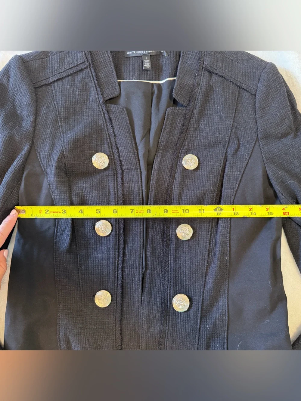 White House Black Market Black Double-Breasted Blazer with Gold Buttons - Picture 5 of 7